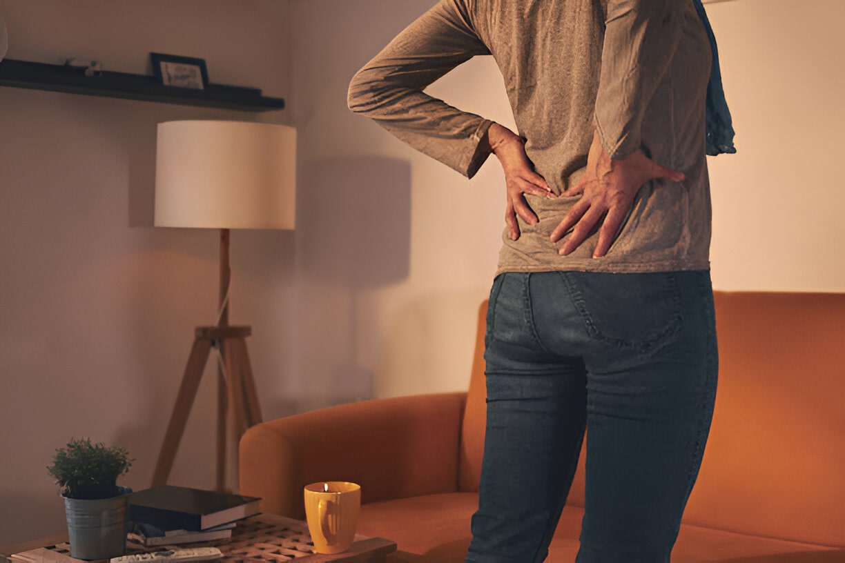 Kobieta z bólem pleców, rwa kulszowa. Fizjoterapia i rehabilitacja kręgosłupa Poznań